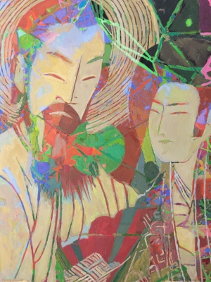 Man and Woman — Gouache on 140 lb cold press paper painting by Ben Banker, Woman series